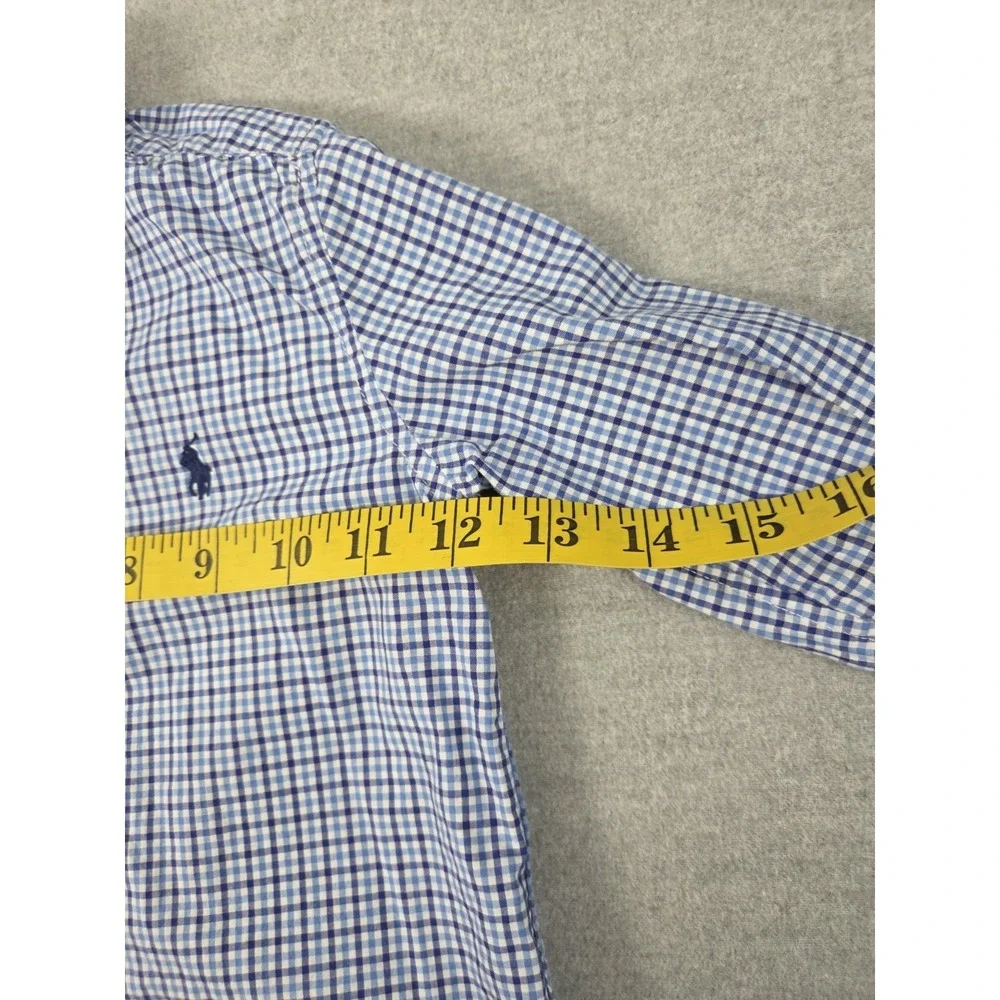 Polo‎ Ralph Lauren Button Up Shirt Boys 3T Blue White Gingham Check Preppy Logo